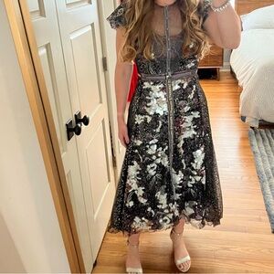 ANTHROPOLOGIE In Earnest by Byron Lars Sequined Embroidered Midi Dress US4